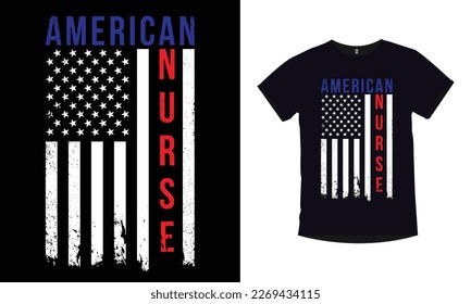 Nurse t-shirt design with American flag
