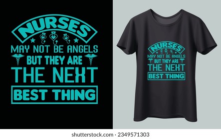  nurse t-shirt and poster vector design template. Nursing t-shirt with medical element vectors. Stethoscope, syringe design. For label, badge, emblem.