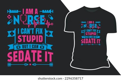 Diseño de la tipografía vectorial de camisetas de enfermería 