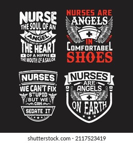 Nurse typographic bundle design vector.