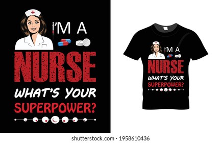 Nurse Typography colorful t-shirt design vector.