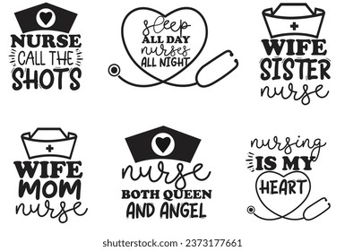 Diseño de tipografía de enfermería con vector