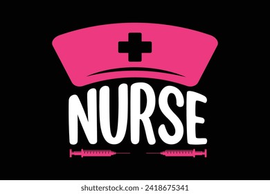 Nurse Typography Design Vector, Medical Stethoscope with Nurse typography, Nurse Typography with Stethoscope Vector Illustration, Stethoscope heartbeat, Typography 