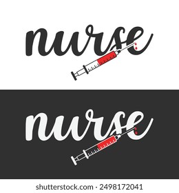 Nurse Typography Design Vector, Medical Stethoscope with Nurse typography, Nurse Typography with Stethoscope Vector Illustration, Typography for Nurses, Nurse Life  Illustration