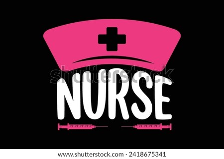 Nurse Typography Design Vector, Medical Stethoscope with Nurse typography, Nurse Typography with Stethoscope Vector Illustration, Stethoscope heartbeat, Typography 