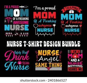 Nurse typography quotes t shirt design bundle