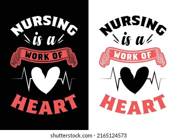 Nurse typography t-shirt design, vector illustration, element