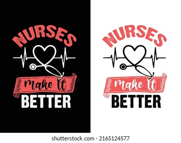 Nurse typography t-shirt design, vector illustration, element