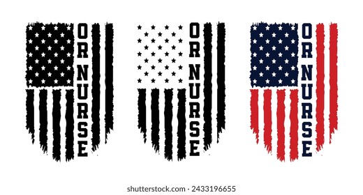 Or Nurse Typography Vector. Nurse Distressed American Flag Print For t Shirt,Poster,backround,Banner New Design. svg