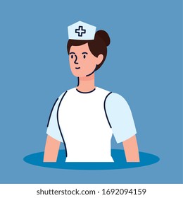 nurse with uniform avatar character vector illustration design