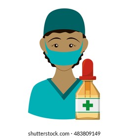 Nurse with uniform and dropper icon. Medical and health care theme. Isolated design. Vector illustration