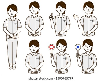 Nurse uniform female simple illustration set