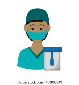 Nurse with uniform and jar icon. Medical and health care theme. Isolated design. Vector illustration