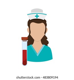 Nurse with uniform and tube icon. Medical and health care theme. Isolated design. Vector illustration