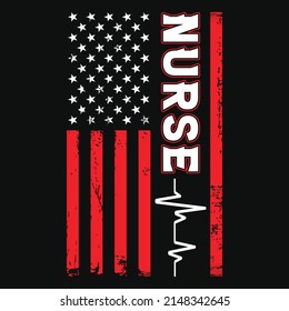 Nurse with USA flag template