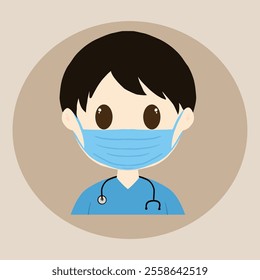 a nurse with use uniform and healthy mask