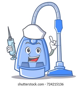 Nurse vacuum cleaner character cartoon