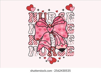 Nurse Valentine Pencil Coquette Bow EPS T-shirt Design