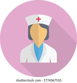 Krankenschwester, Vektorflachfarbsymbol 