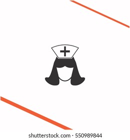 Nurse vector grey icon on white background. Nurse symbol stock   illustration. Business picture.