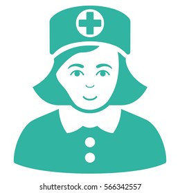 Nurse vector icon. Flat cyan symbol. Pictogram is isolated on a white background. Designed for web and software interfaces.