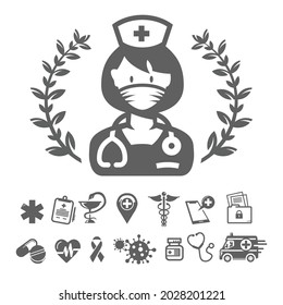 Icono de vector de enfermería. Ilustración resaltada en un fondo blanco para diseño gráfico y web.