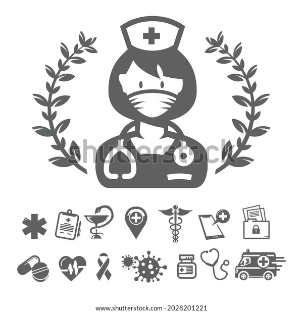 Nurse vector icon. Illustration\
highlighted on a white background for graphic and web\
design.