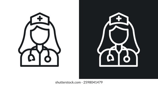 nurse vector icon set in black and white color.