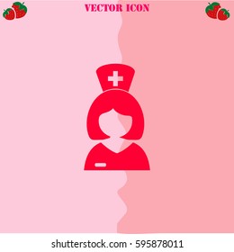 Nurse vector  icon. Strawberry Background.