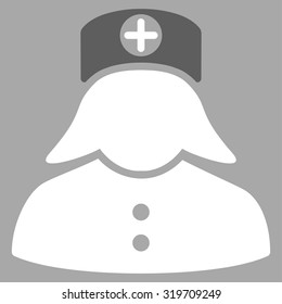 Nurse vector icon. Style is bicolor flat symbol, dark gray and white colors, rounded angles, silver background.