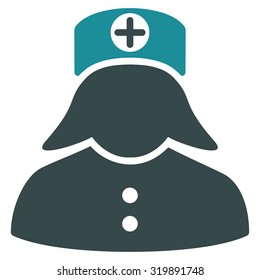 Nurse vector icon. Style is bicolor flat symbol, soft blue colors, rounded angles, white background.