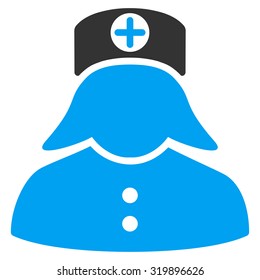 Nurse vector icon. Style is bicolor flat symbol, blue and gray colors, rounded angles, white background.