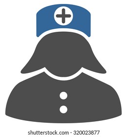 Nurse vector icon. Style is bicolor flat symbol, cobalt and gray colors, rounded angles, white background.