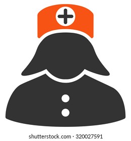 Nurse vector icon. Style is bicolor flat symbol, orange and gray colors, rounded angles, white background.