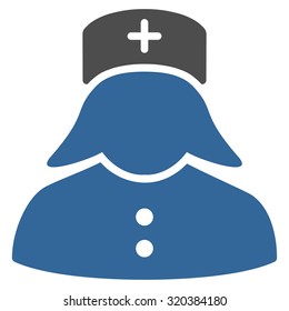 Nurse vector icon. Style is bicolor flat symbol, cobalt and gray colors, rounded angles, white background.
