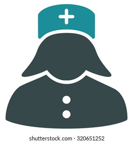 Nurse vector icon. Style is bicolor flat symbol, soft blue colors, rounded angles, white background.