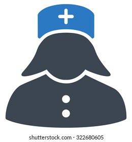 Nurse vector icon. Style is bicolor flat symbol, smooth blue colors, rounded angles, white background.