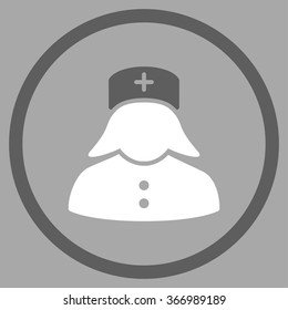 Nurse vector icon. Style is bicolor flat circled symbol, dark gray and white colors, rounded angles, silver background.