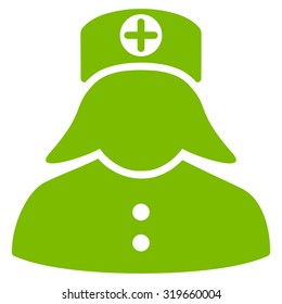 Nurse vector icon. Style is flat symbol, Eco green color, rounded angles, white background.