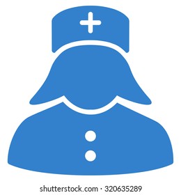 Nurse vector icon. Style is flat symbol, cobalt color, rounded angles, white background.