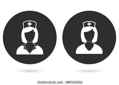 Nurse vector icon. White illustration isolated on black background for graphic and web design.
