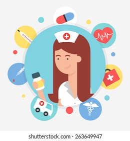 Nurse, vector illustration flat style