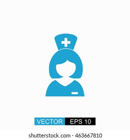 Nurse vector. Isolated blue icon on white background.