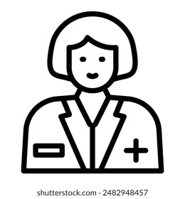Diseño de iconos de línea de Vector de enfermera