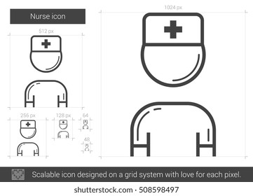 Nurse vector line icon isolated on white background. Nurse line icon for infographic, website or app. Scalable icon designed on a grid system.