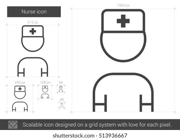 Nurse vector line icon isolated on white background. Nurse line icon for infographic, website or app. Scalable icon designed on a grid system.