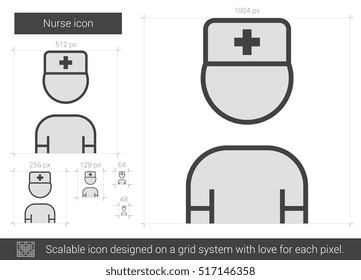 Nurse Vector Line Icon Isolated On White Background. Nurse Line Icon For Infographic, Website Or App. Scalable Icon Designed On A Grid System.