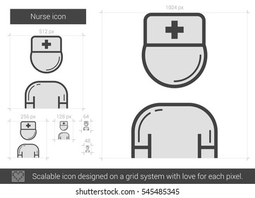 Nurse vector line icon isolated on white background. Nurse line icon for infographic, website or app. Scalable icon designed on a grid system.