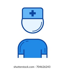 Nurse vector line icon isolated on white background. Nurse line icon for infographic, website or app. Blue icon designed on a grid system.