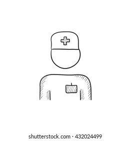 Nurse vector sketch icon isolated on background. Hand drawn Nurse icon. Nurse sketch icon for infographic, website or app.